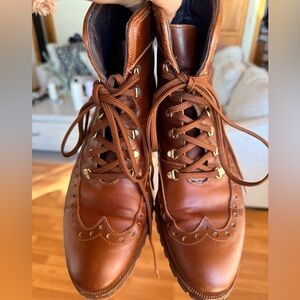 Spanish-Made Leather Brogue Ankle Boots | EU 38 | Cognac Brown